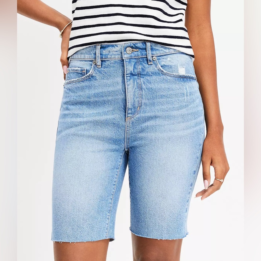LOFT Light Wash Denim Bermuda Shorts